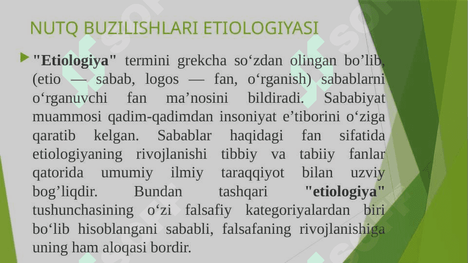 Nutq buzilishlarini etiologiyasi. Nutq buzilishlarining tasnifi 2