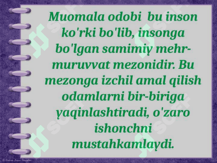 Muomala madaniyati- inson ko'rki . O'zbek tilida  sinonimlar 3
