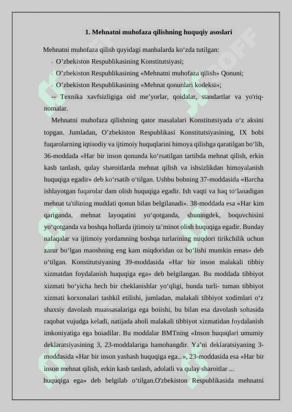 Mehnat muhofazasi taminlashga oid xalqaro tajriba va izlanishlar taxlili 2