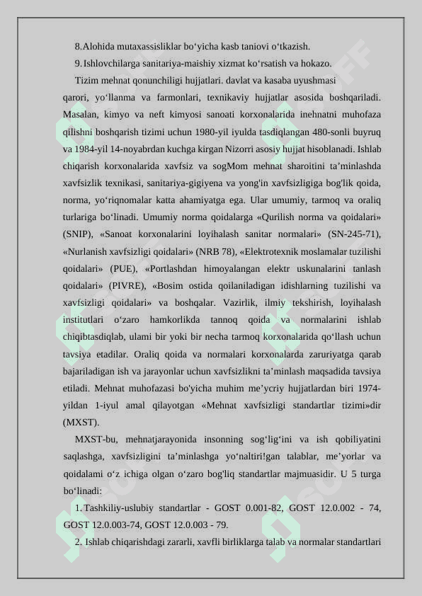 Mehnat muhofazasi taminlashga oid xalqaro tajriba va izlanishlar taxlili 7