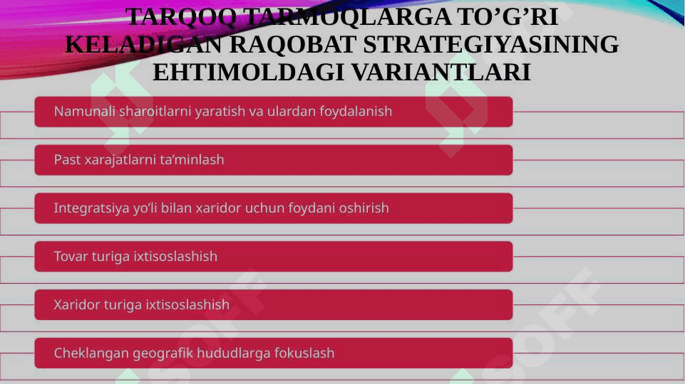 MARKETING STRATEGIYASINI MAVJUD BOZORGA MOSLASHTIRISH 4