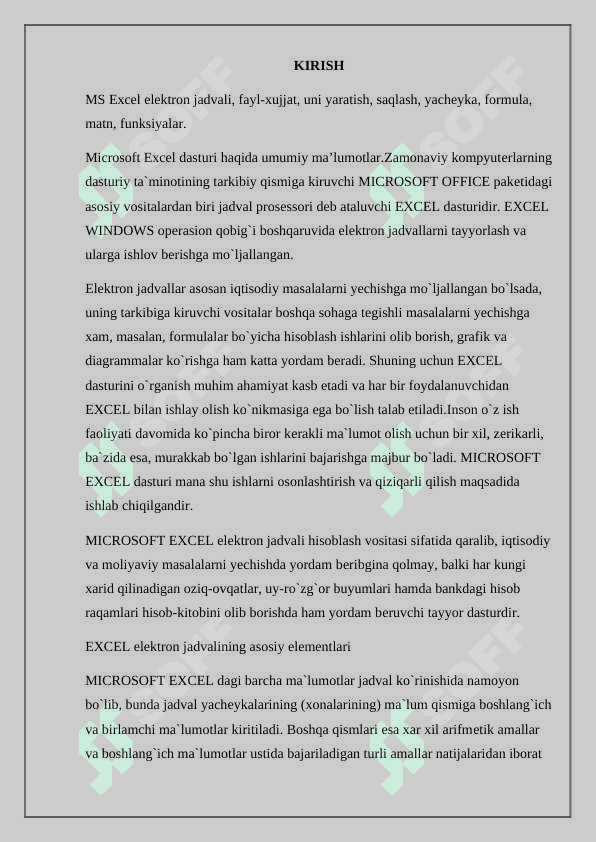 MS EXCEL DASTURIDA MUXANDISLIK MASALALARINI YECHISH 2