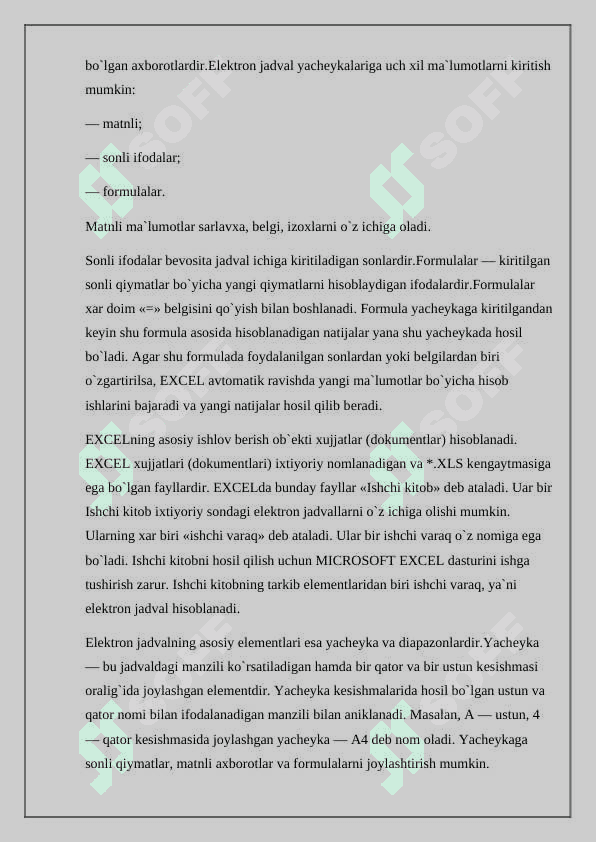 MS EXCEL DASTURIDA MUXANDISLIK MASALALARINI YECHISH 3