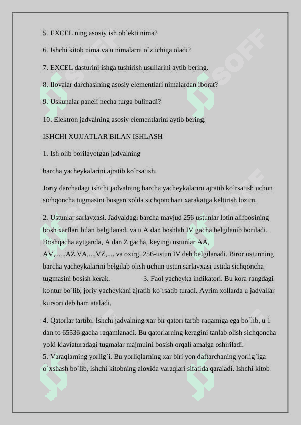 MS EXCEL DASTURIDA MUXANDISLIK MASALALARINI YECHISH 6