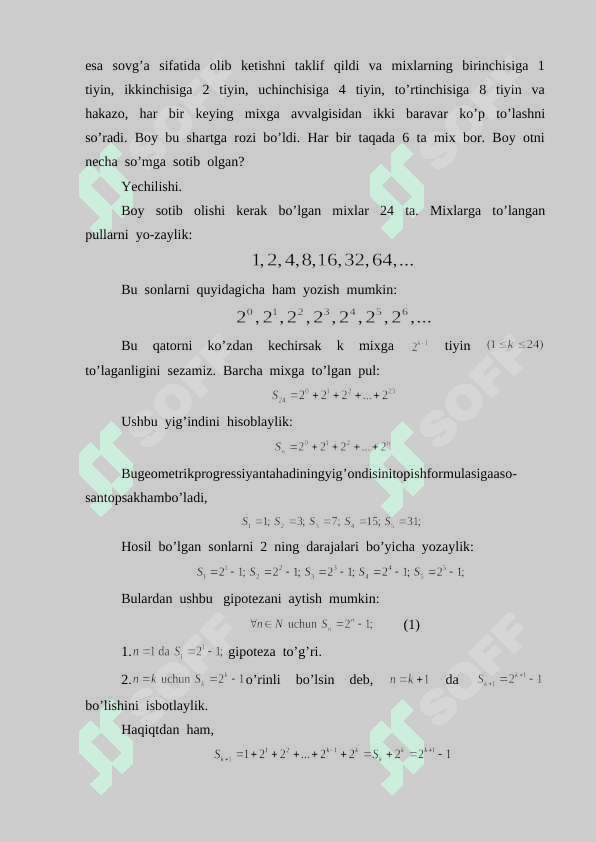 Matematik induksiya metodi va uning bazi bir tadbiqlari 6