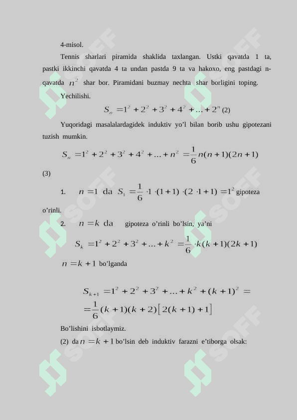 Matematik induksiya metodi va uning bazi bir tadbiqlari 8