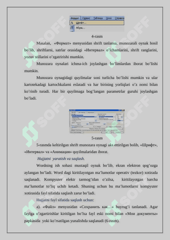 Microsoft Word dasturida elektron hujjatlarni yaratish texnologiya 4