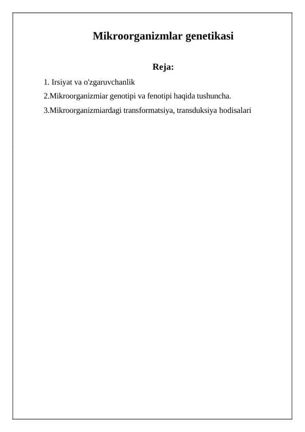 Mikroorganizmlar genetikasi