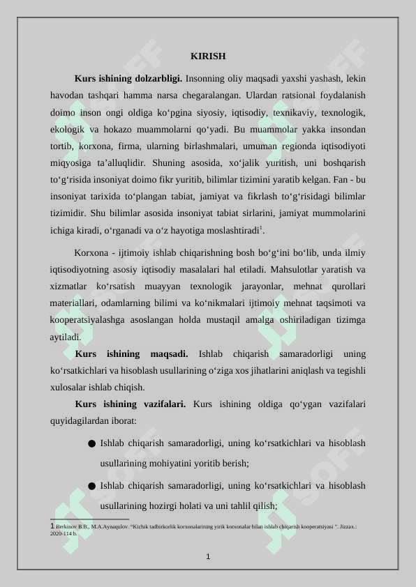 Ishlab chiqarish samaradorligi, uning ko‘rsatkichlari va hisoblash usullari 2