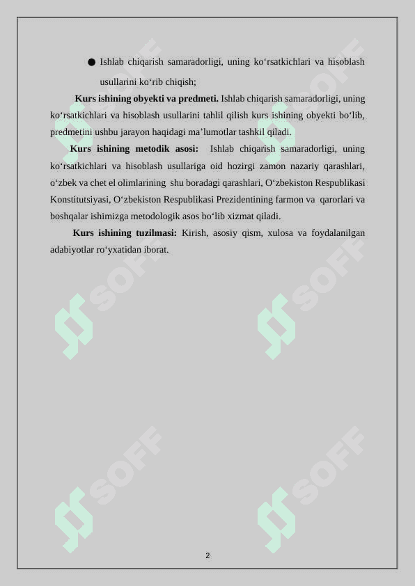 Ishlab chiqarish samaradorligi, uning ko‘rsatkichlari va hisoblash usullari 3