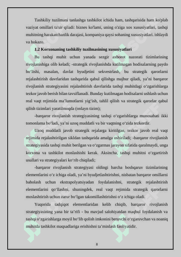 Korxonaning axborot tizimlarini shakllantirish. 8