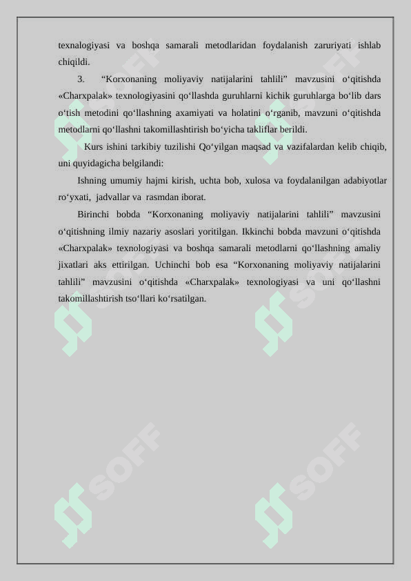 Korxonaning moliyaviy natijalarini 3
