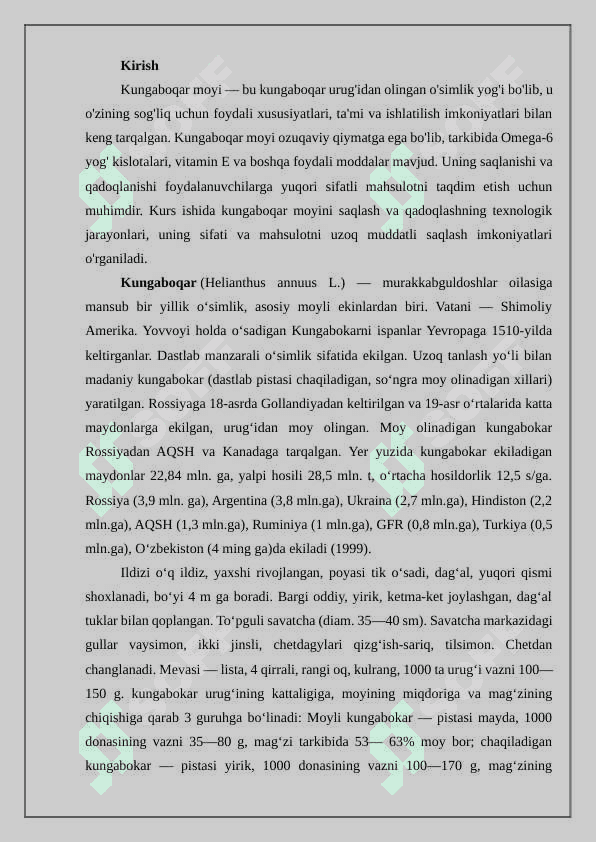 Kungaboqar moyini saqlash va qadoqlash 2
