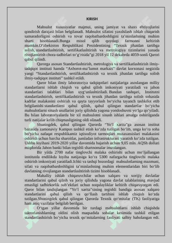 Mahsulot sifati va sifatni boshqarish tushunchalari 2