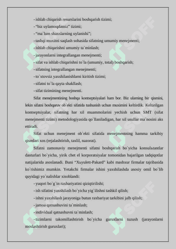 Mahsulot sifati va sifatni boshqarish tushunchalari 5