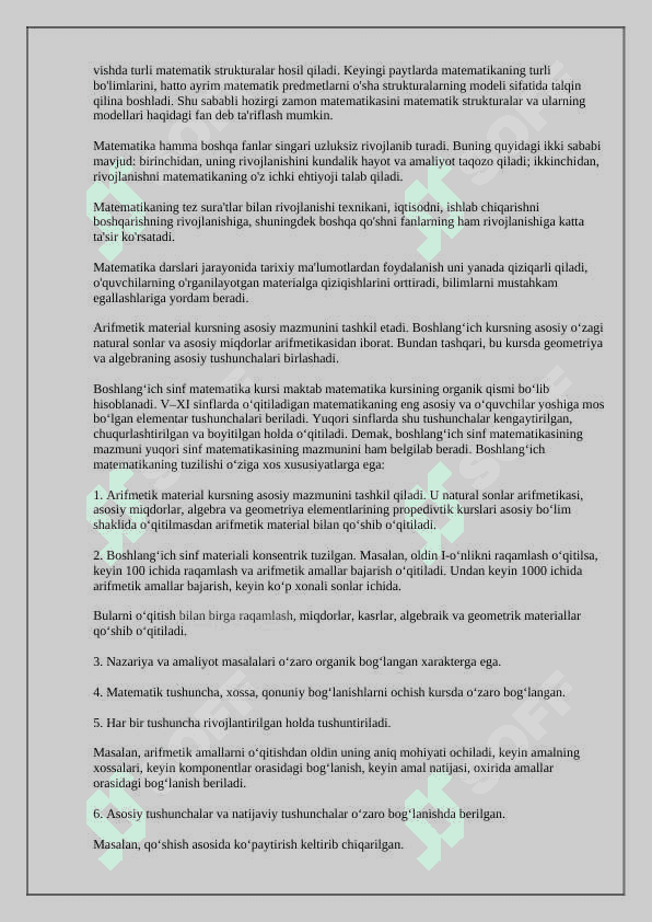 Matematika fani maqsadi, vazifasi va rivojlanish tarixi 4