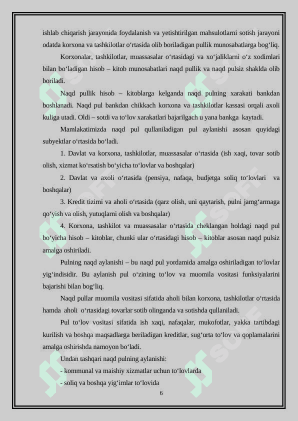 Naqt pul aylanishini tashkil etish 6