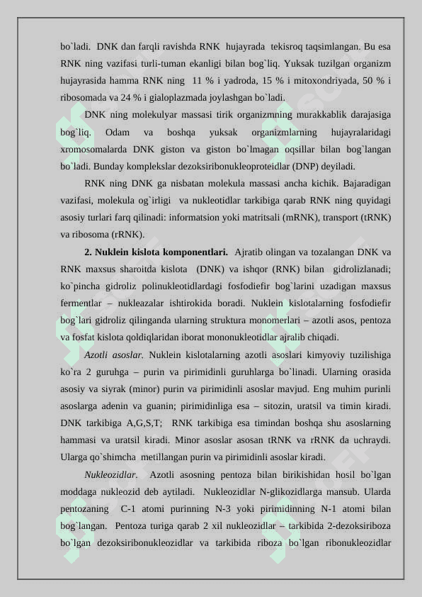Nuklein kislotalar, tuzilishi va vazifalari 3