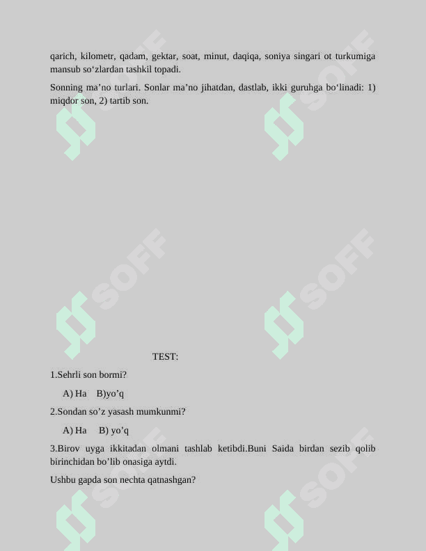 Sonning ta’rifi, leksik-grammatik xususiyati va turlari 2