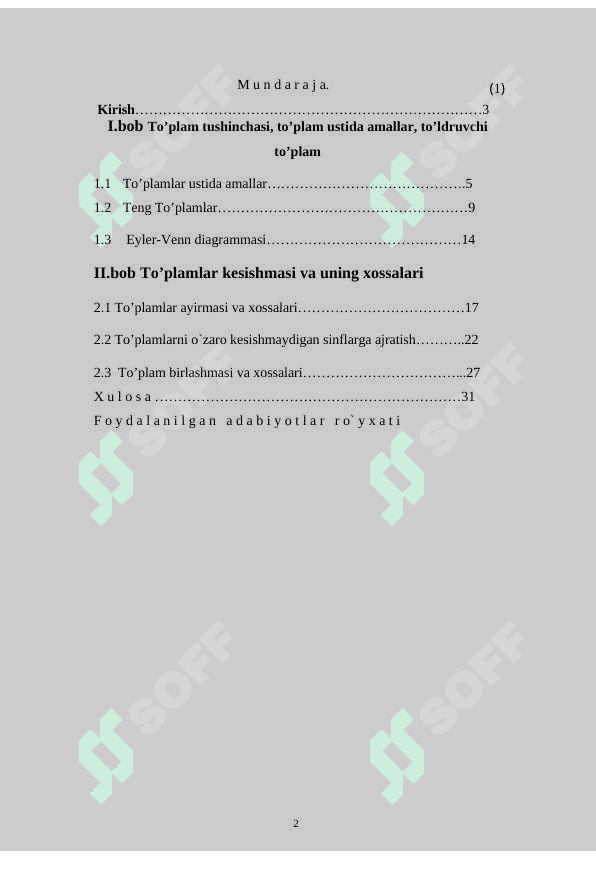 To’plam va uning ustida amallar mavzusini o’qitish metodikasi 2