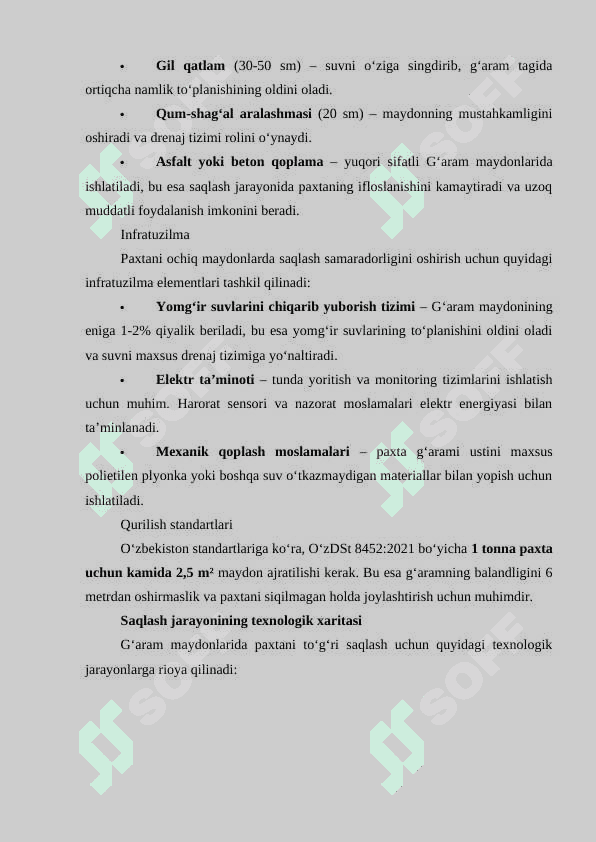 Paxtani g‘aram maydonlari va yopiq omborlarda saqlash 3