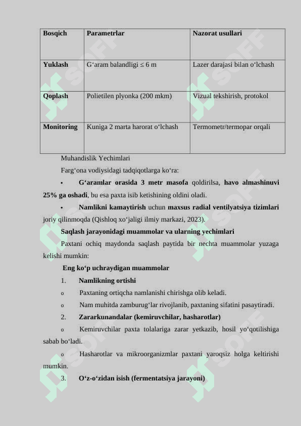 Paxtani g‘aram maydonlari va yopiq omborlarda saqlash 4
