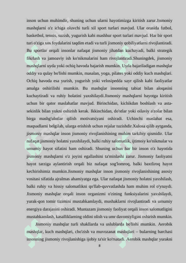 Jismoniy mashqlar jismoniy asosiy vositasi sifatida. 8