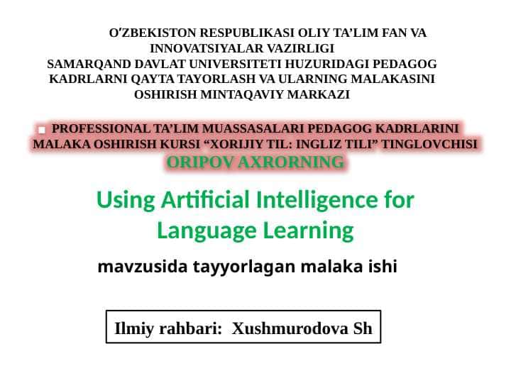 Sun’iy intellektdan foydalanib til o‘qitish