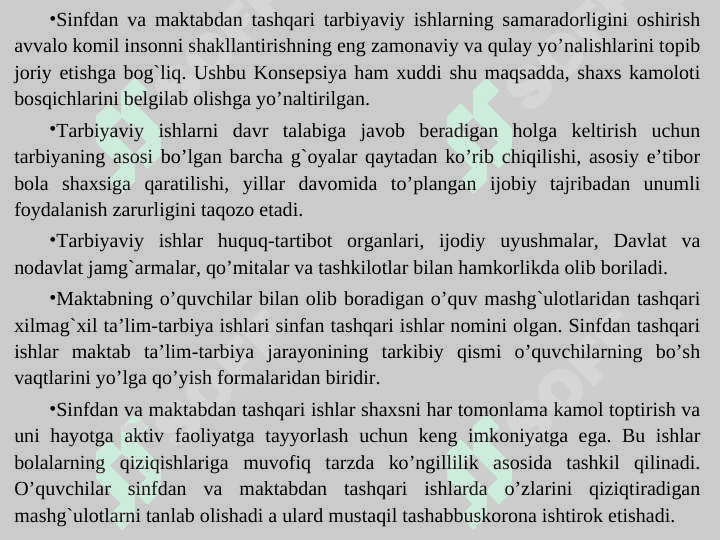 Sinfdan va maktabdan tashqari ishlarning tarbiyaviy ahamiyati 5