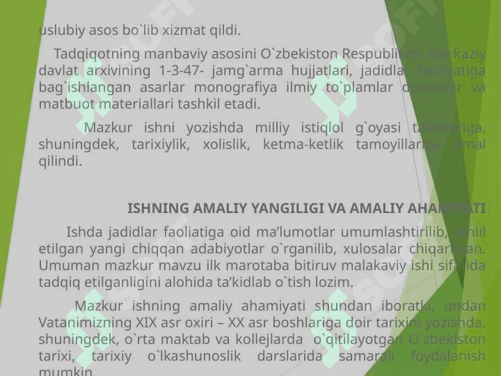 Jadidchilik qarashlarida milliy davlatchilik g’oyalarining o’rni 7
