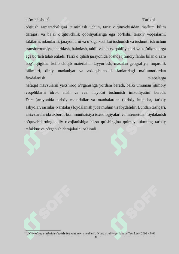 TARIX DARSLARIDA YANGI PEDAGOGIK DARSLARDAN FOYDALANISH 8