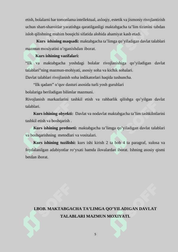 Ilk maktabgacha yoshdagi bolalar rivojlanishiga qo’yiladigan davlat talablari 5