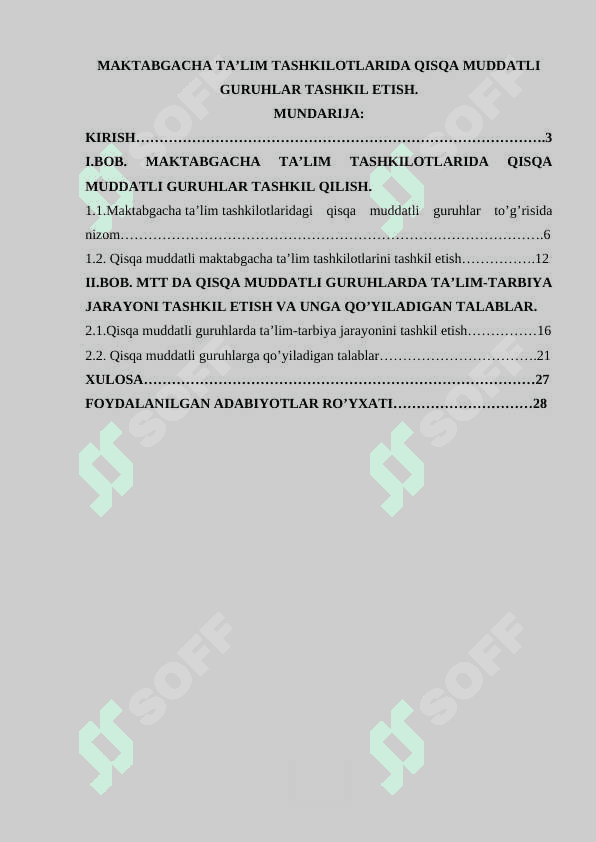 Maktabgacha ta’lim tashkilotlarida qisqa muddatli guruhlar tashkil etish 2