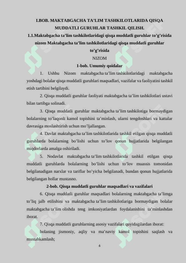 Maktabgacha ta’lim tashkilotlarida qisqa muddatli guruhlar tashkil etish 6