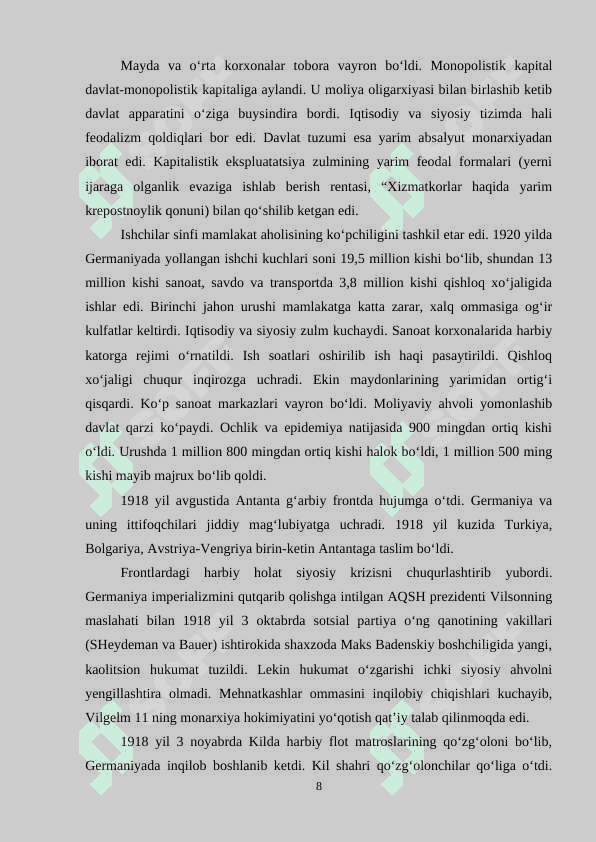 MAKTABLARDA 1918-1939-YILLARDA GERMANIYA MAVZUSINI O’RGANISH 8