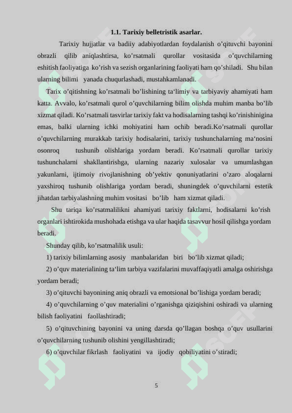 Tarix darslarida badiiy va boshqa adabiyotlardan foydalanish talablari 5