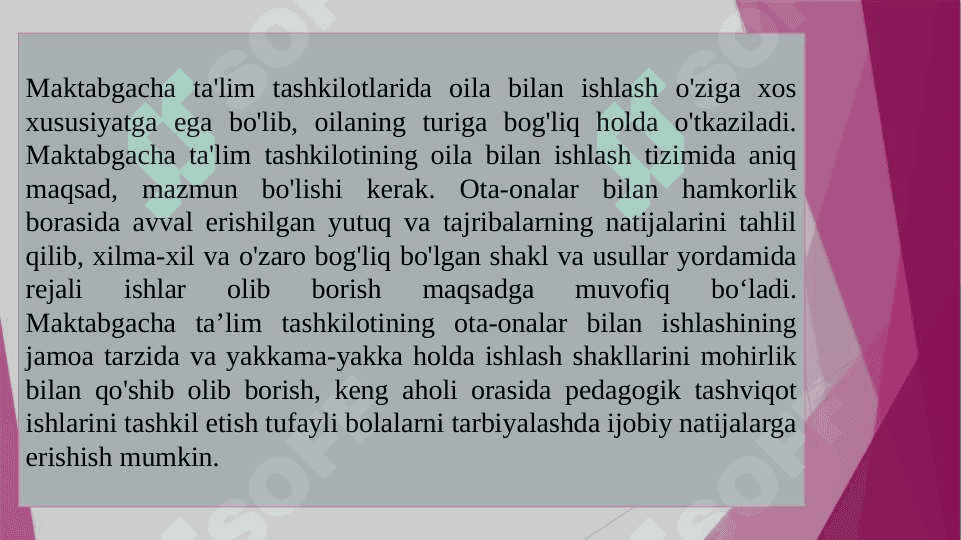 MTT larida ota–onalar bilan hamkorlik ishlariga inovatsion yondashuv 6
