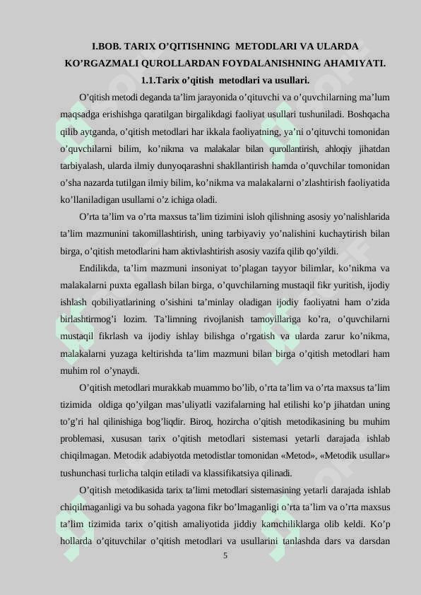 Tarix fanini o'qitishda ko'rgazmali metodlardan foydalanish 5