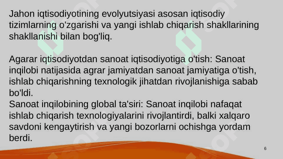 Jahon xo`jaligi va evolyutsiyasi 6