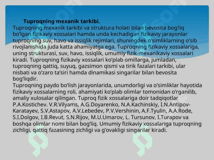 TUPROQNING FIZIK XOSSALARI 3