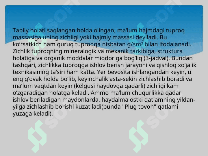 TUPROQNING FIZIK XOSSALARI 4