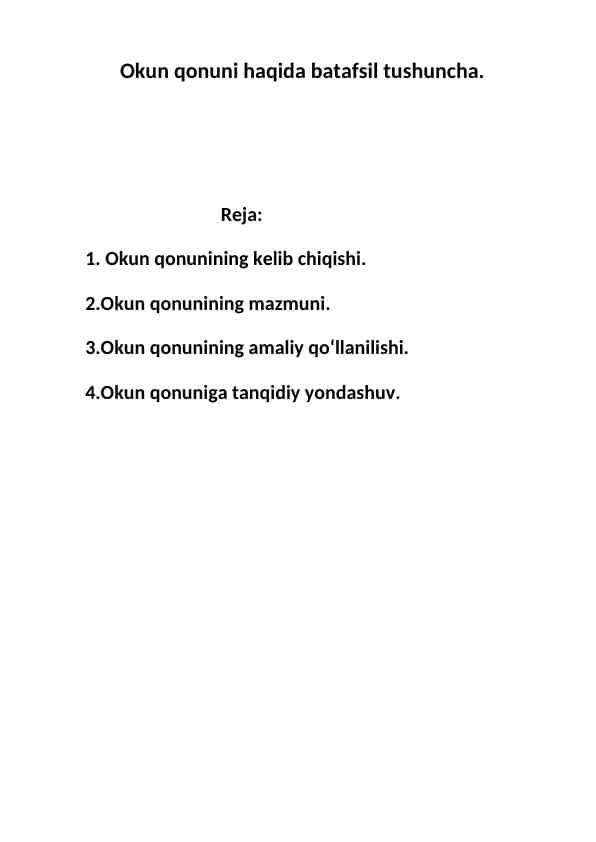 Okun qonuni haqida batafsil tushuncha.