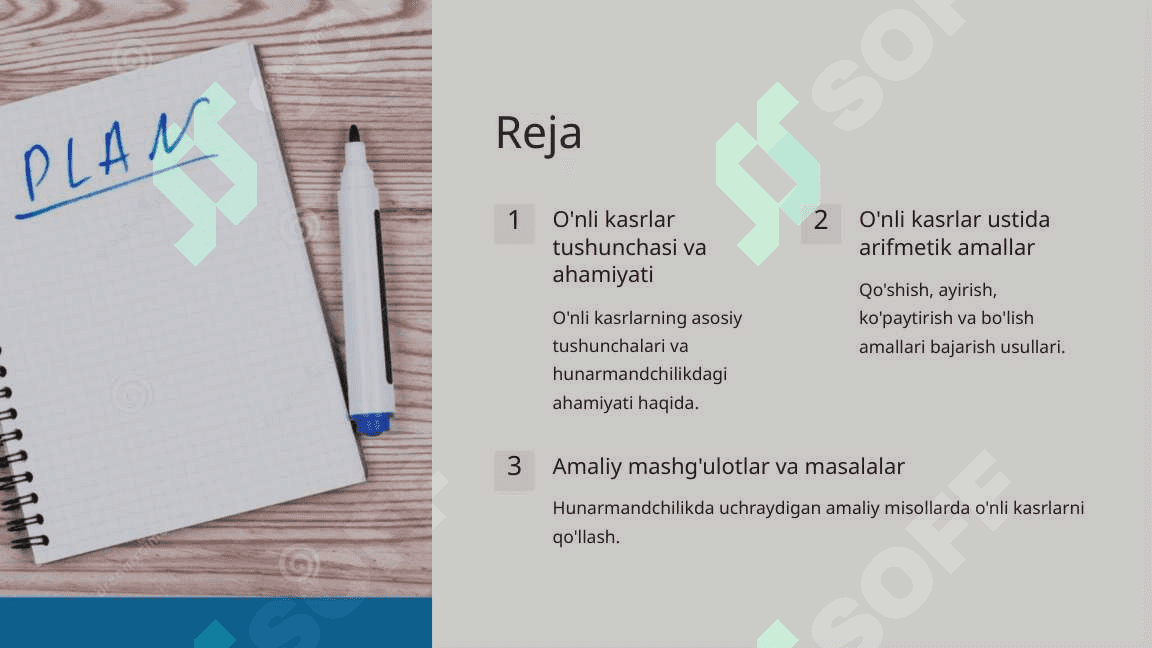 O'nli kasrlar va ular ustida arifmetik amallarni bajarish algoritmi 2