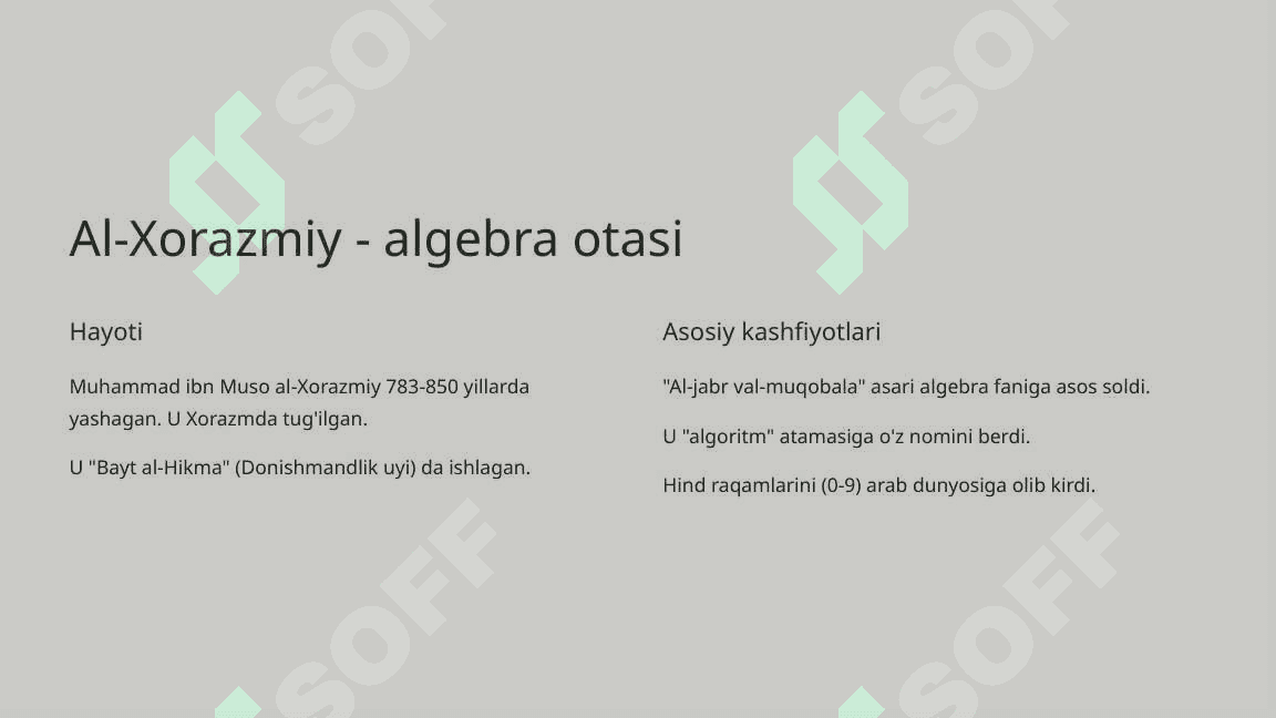 O'rta asr sharq allomalarining matematikaga qo'shgan xissalari 3