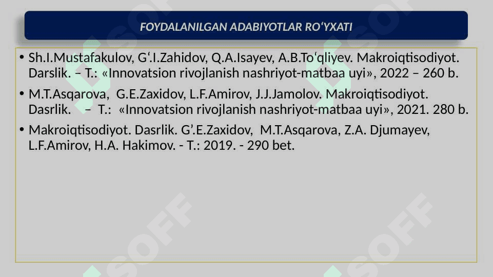 IQTISODIY TEBRANISHLAR. ISHSIZLIK. 2