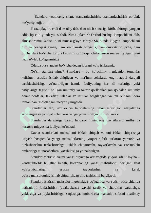 Standartlashtirishning qonuniy va huquqiy asoslari 2