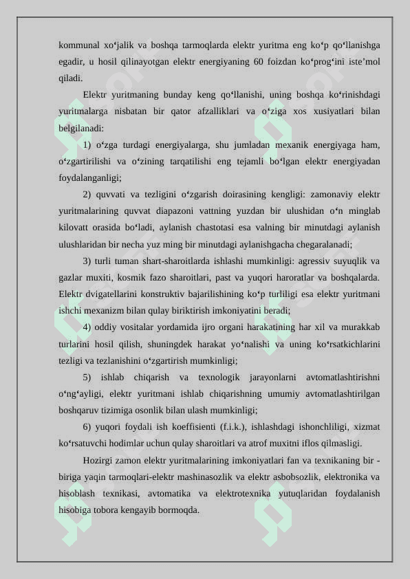 Ochiq boshqarish sxemali eliktr yuritmalarning xarakteristikal 3