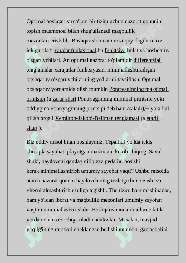 Optimal boshqaruv asoslari 2