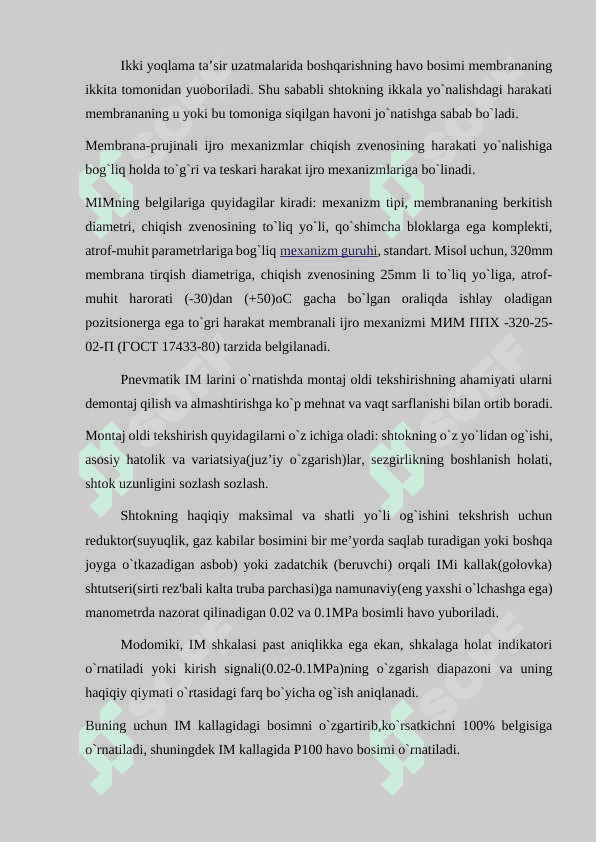 Pnevmatik membranali ijro mexanizmlarini hisoblash va tanlash 4