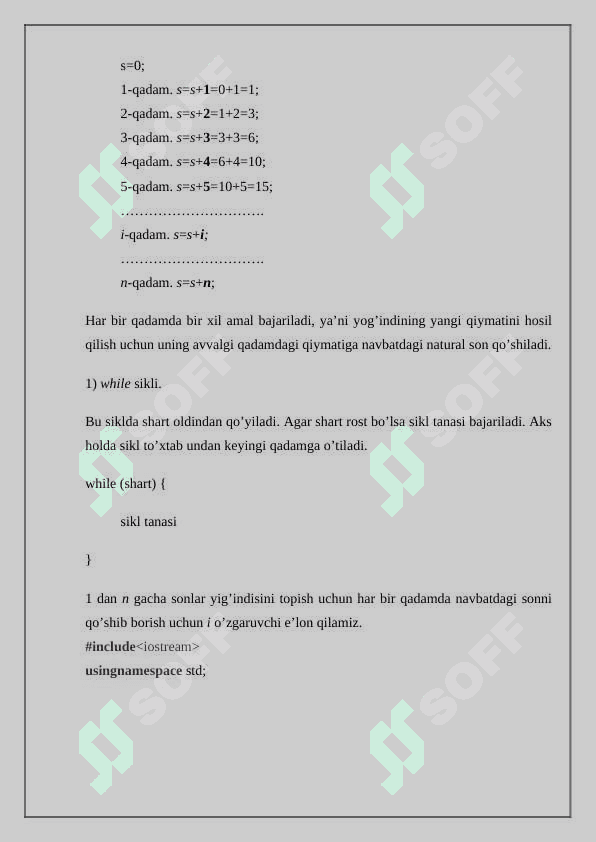 Takrorlanuvchi algoritmlarni dasturlash 2